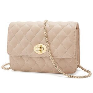 7139 Leather Quilted Crossbody Bags Small Shoulder Flap Purse with Chain